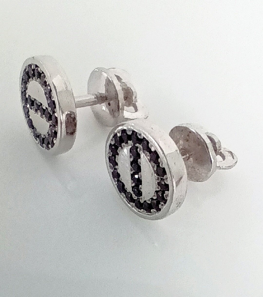 Серьги-пусеты Эстерелла, серебро 925*, с фианитами, родированные/Ф