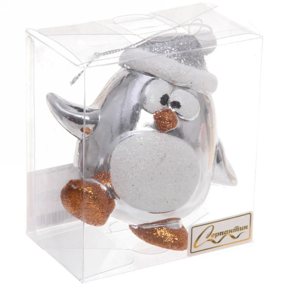 Ёлочная игрушка «Весёлый пингвинёнок» 11*6*11 см, серебро