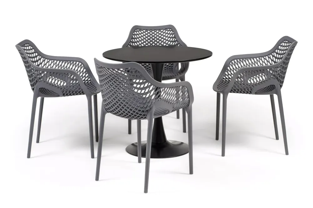 "Беллини" обеденная группа на 4 персоны, цвет темно-серый