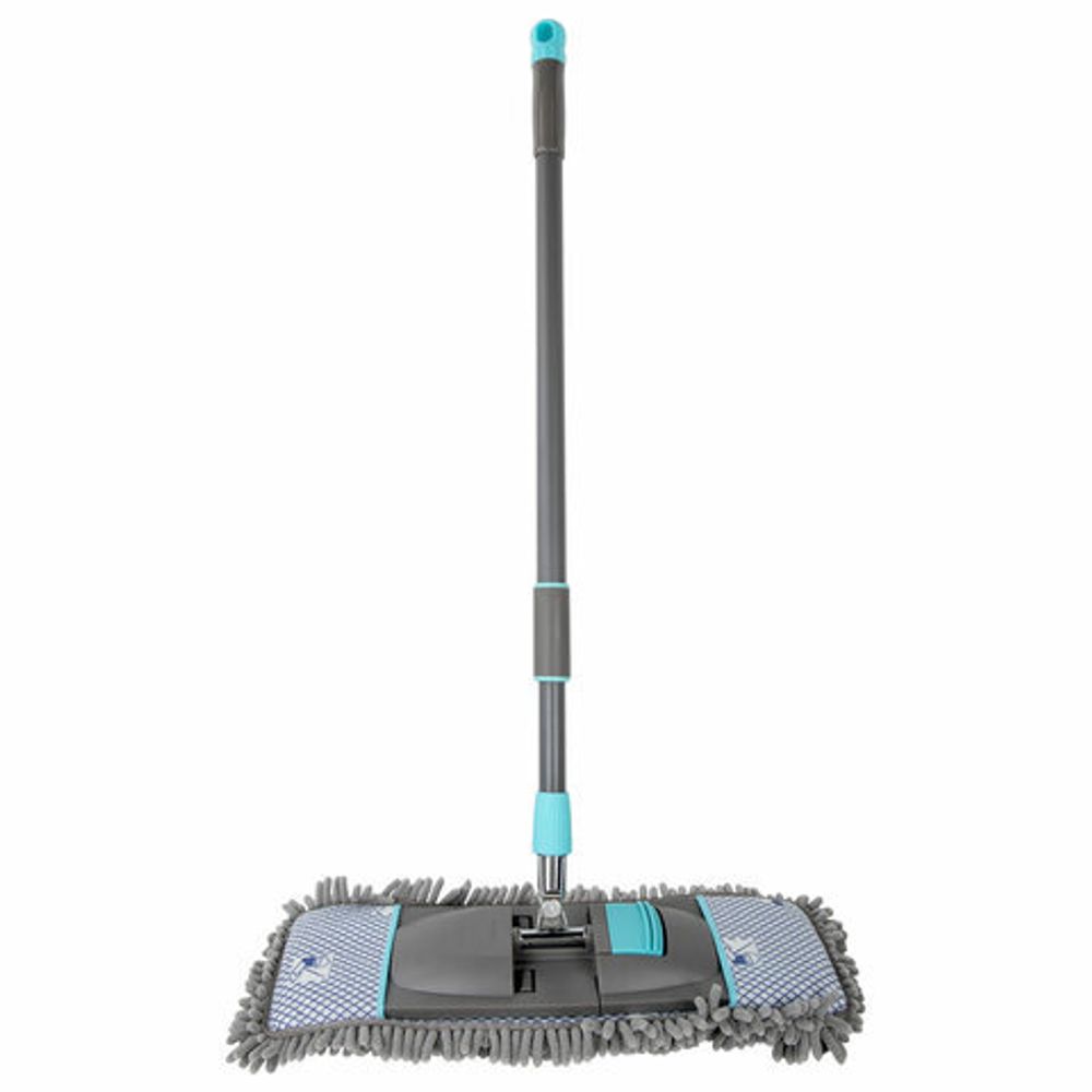 Швабра с насадкой 42 см, телескопический черенок 75-120 см, микрофибра, карманы, LAIMA HOME, 606798