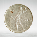 Italy 50 Lire 1967 R "Vulcan at Anvil – Large Type", XF