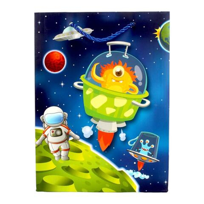 Пакет подарочный "Космос" 18*24*8,5см, ручки-лента, 4 цвета микс