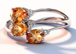 Ювелирное кольцо из серебра,вставка цитрин,размер 18