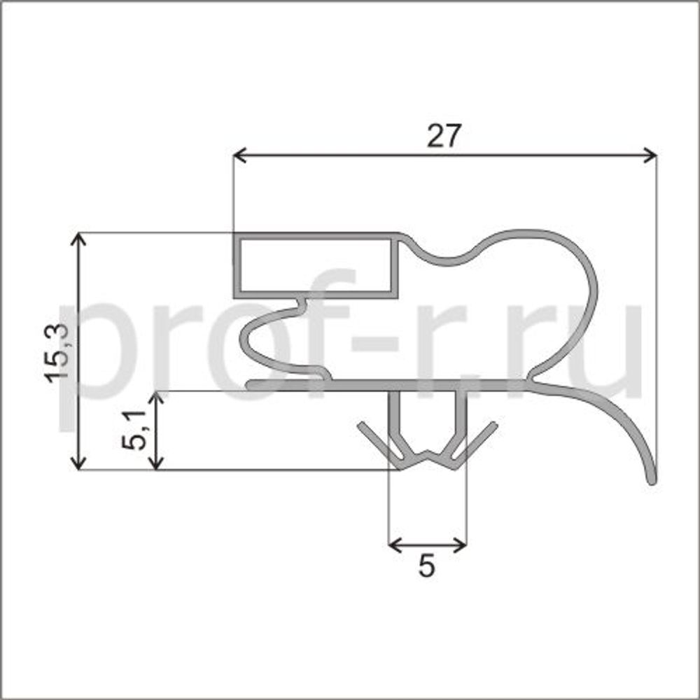 Уплотнитель 64,5*53,4 см по пазу для холодильника Samsung .Профиль 008