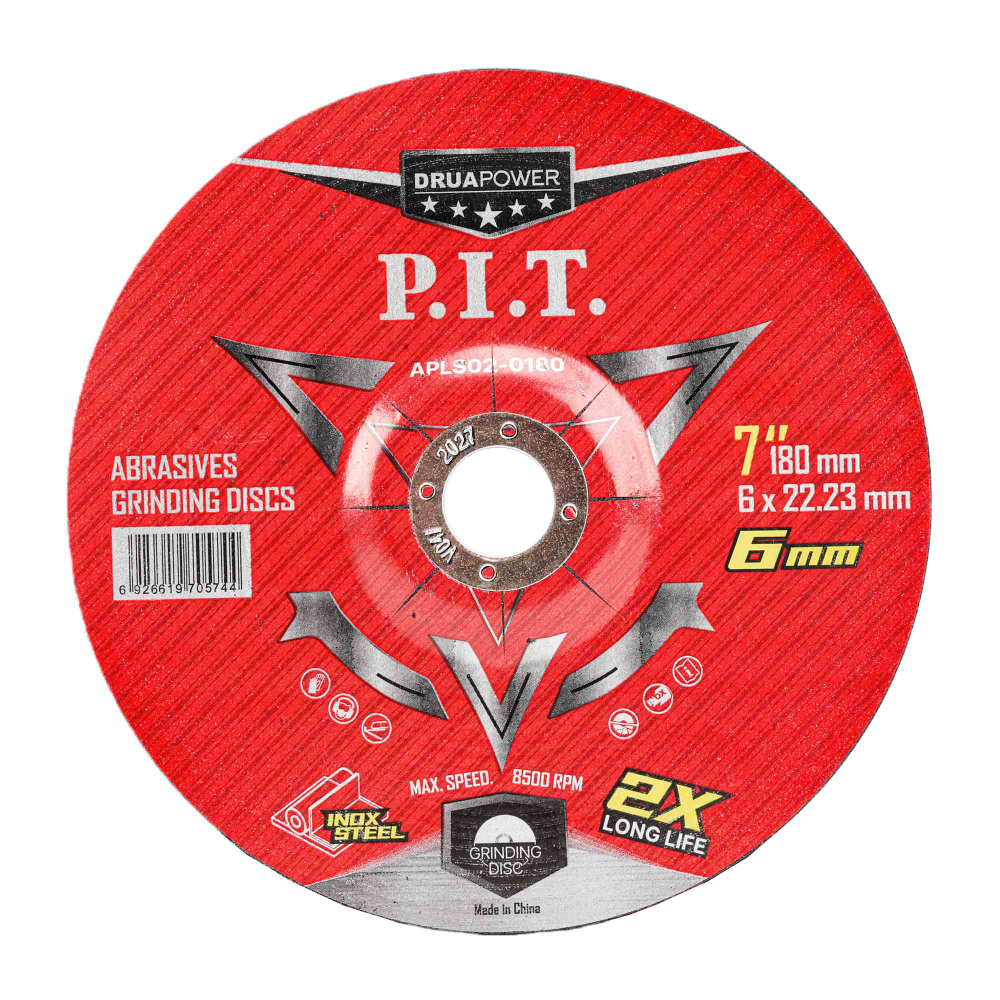 (ХОС) Диск шлифовальный по металлу P.I.T. 180х22,2х6,0 мм, (APLS02-0180)