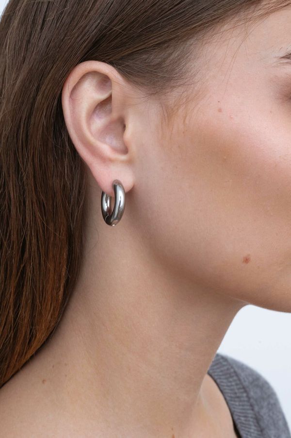 Серьги-кольца объёмные 12 мм /silver tone/