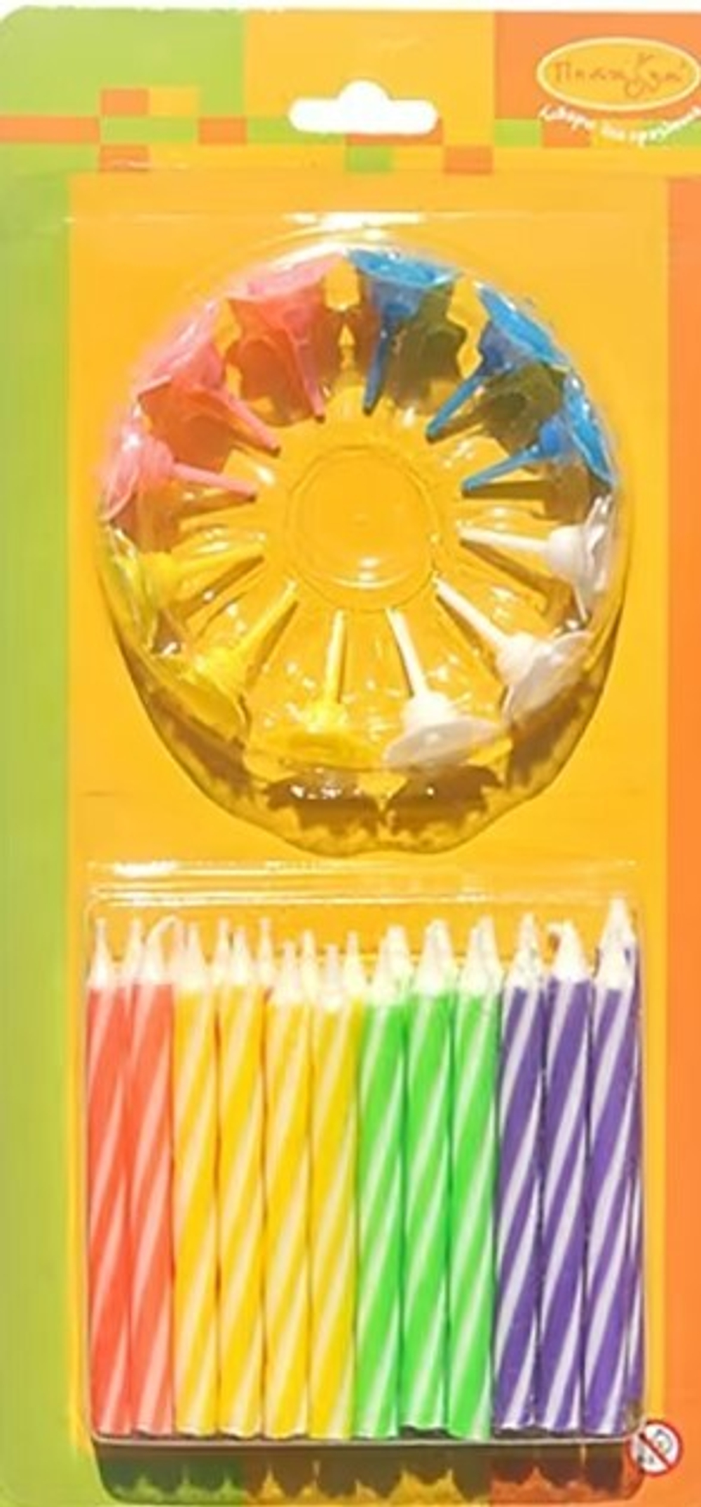 Свечи 2-х цветные с держателями 24 шт