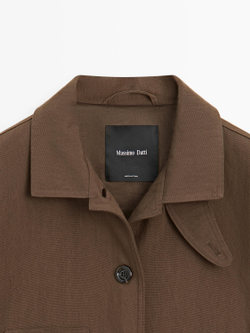 Massimo Dutti Куртка из смесового хлопка с карманами, коричневый