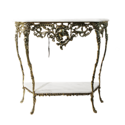 Bello De Bronze Консоль Креденсия Дос Тампош с 2-мя столешницами из мрамора