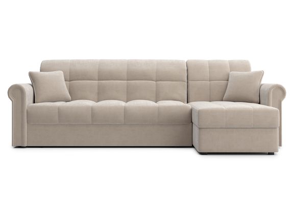 Диван угловой с оттоманкой Палермо 1,6 - Velutto 17 бежевый/кант Velutto 17 бежевый