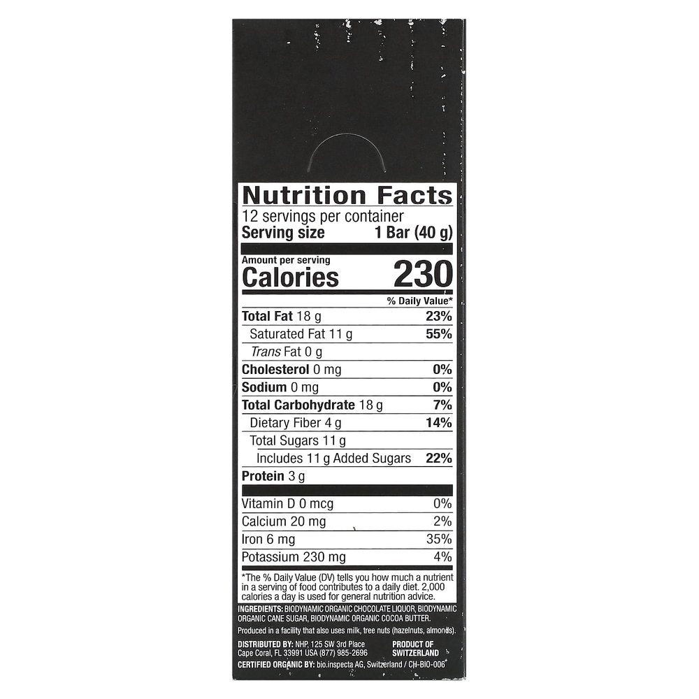 Dr. Mercola, Solspring®, Biodynamic®, темный шоколад, 70% какао, 12 плиток по 40 г (1,41 унции)