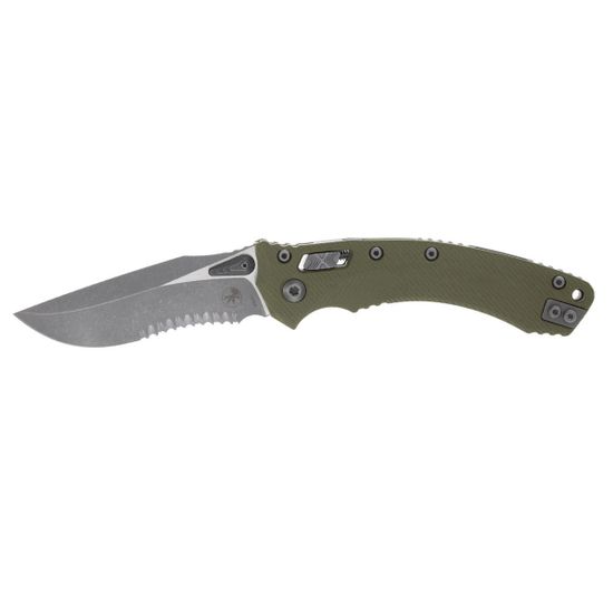 Нож Microtech 137RL-11APFLGTOD Amphibian Ram-Lok S/E - нож складной, зелен. рук-ть G10/Fulted, апокалиптик. 1/2