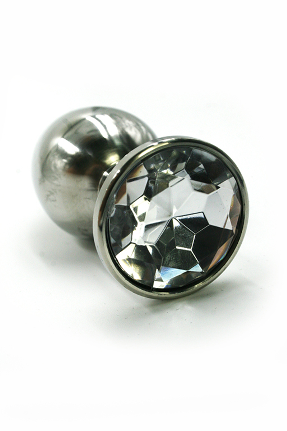 Анальная пробка из аллюминия с прозрачным кристаллом (Small)