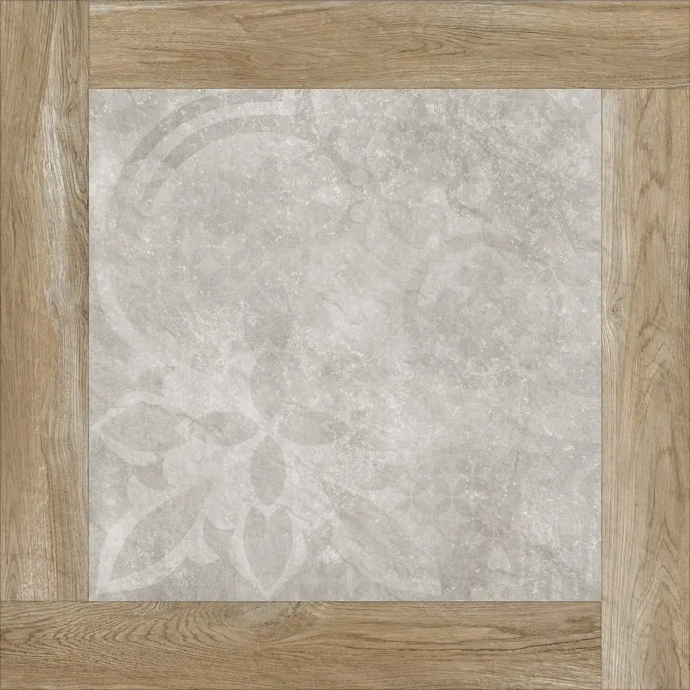 Керамогранит Alma Ceramica GFU04RIC74R Ricci 60x60 бежевый / коричневый / серый сахарный под дерево / бетон / цемент c узорами