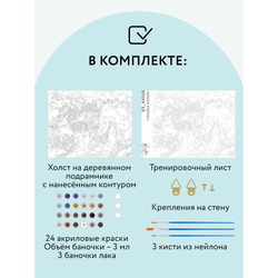 Картина по номерам на холсте "Тройка коней", 40*50, с акриловыми красками и кистями, ТРИ СОВЫ
