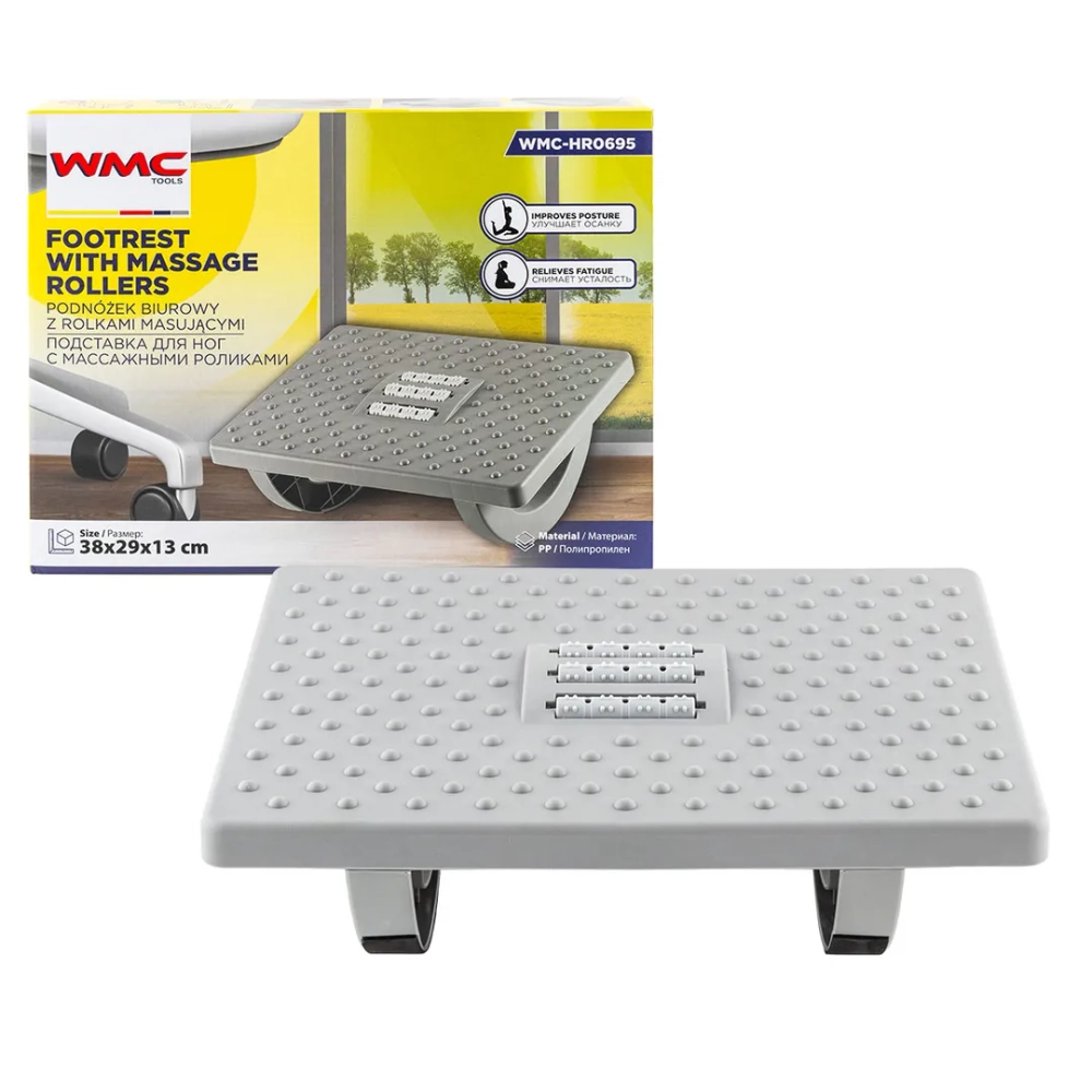 Подставка для ног с массажными роликами WMC TOOLS WMC-HR0695