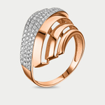 Кольцо для женщин из розового золота 585 пробы с фианитом (арт. 01-10101-0282)