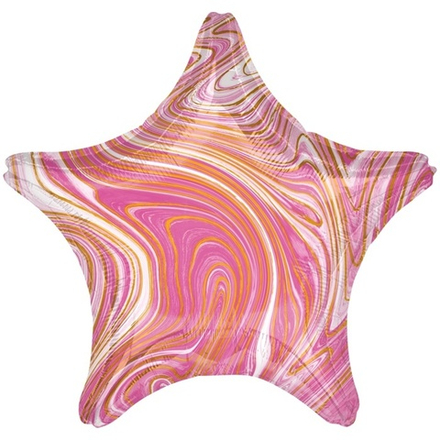 Шар Anagram звезда 18" с рисунком Мрамор розовый #42100