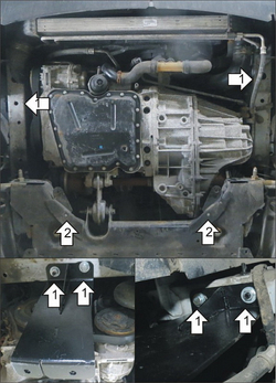 Защита картера Двигателя, КПП. 2 мм, Сталь. для Renault Master 2010-2014 MOTODOR.01731
