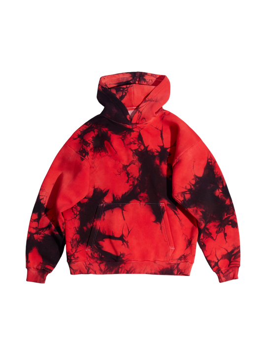 Крашеный худи Tie Dye (красный) 320 г