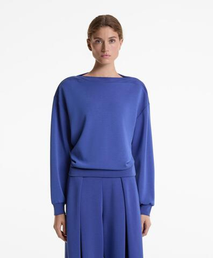 Oysho Толстовка Soft Touch с вырезом-лодочкой и модалом, синий