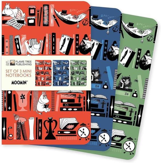 Bloknot \ Блокнот \ Notebook Moomin Bookshelves Set of 3 Mini Notebooks