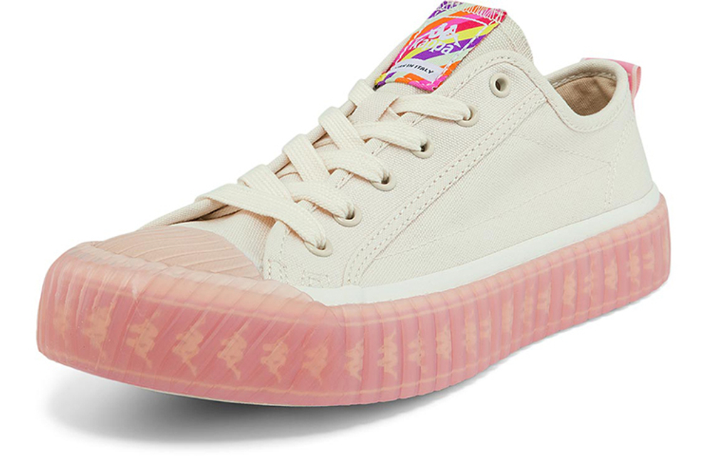 Kappa string label low-cut canvas shoes women's pink and white