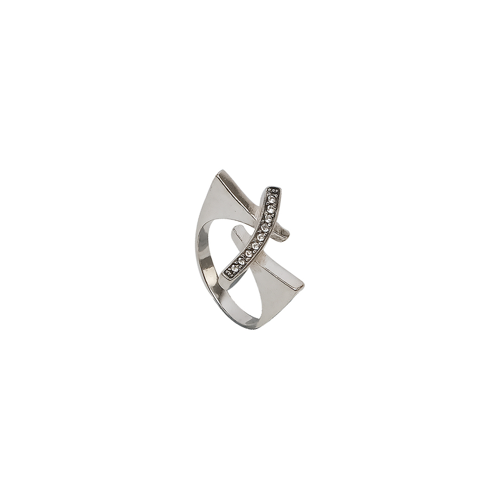 "Штрих" кольцо в серебряном покрытии из коллекции "Black & White "от Jenavi