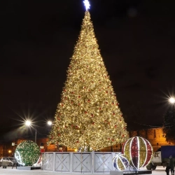 Уличная искусственная светодинамическая елка Альпийская зеленая 6 м., ствольная, ПВХ, Green Trees (GT6APVCLED)