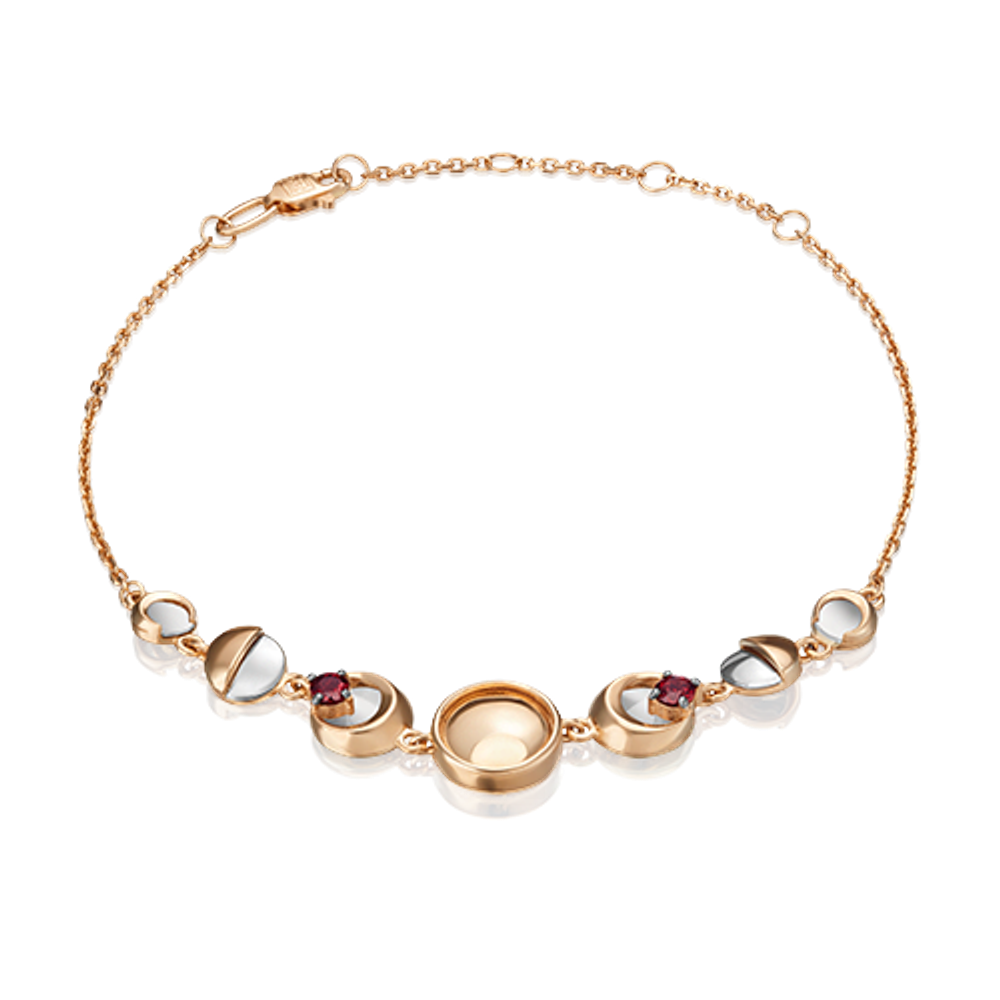 Браслет «Импульс» из комбинированного золота c гранатами Артикул: 05-0663-00-204-1111-75