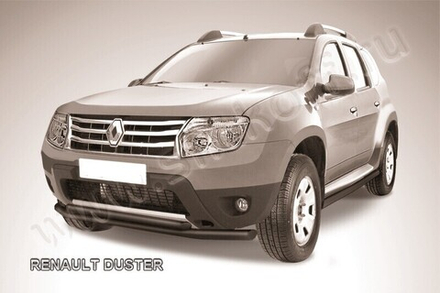 Защита переднего бампера Renault Duster (2010-2015) d57+d42 черная