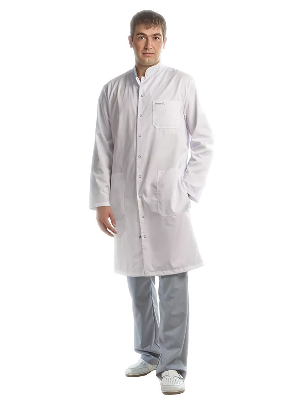 Халат медицинский мужской Doctor Big 502 на кнопках, белый, 60