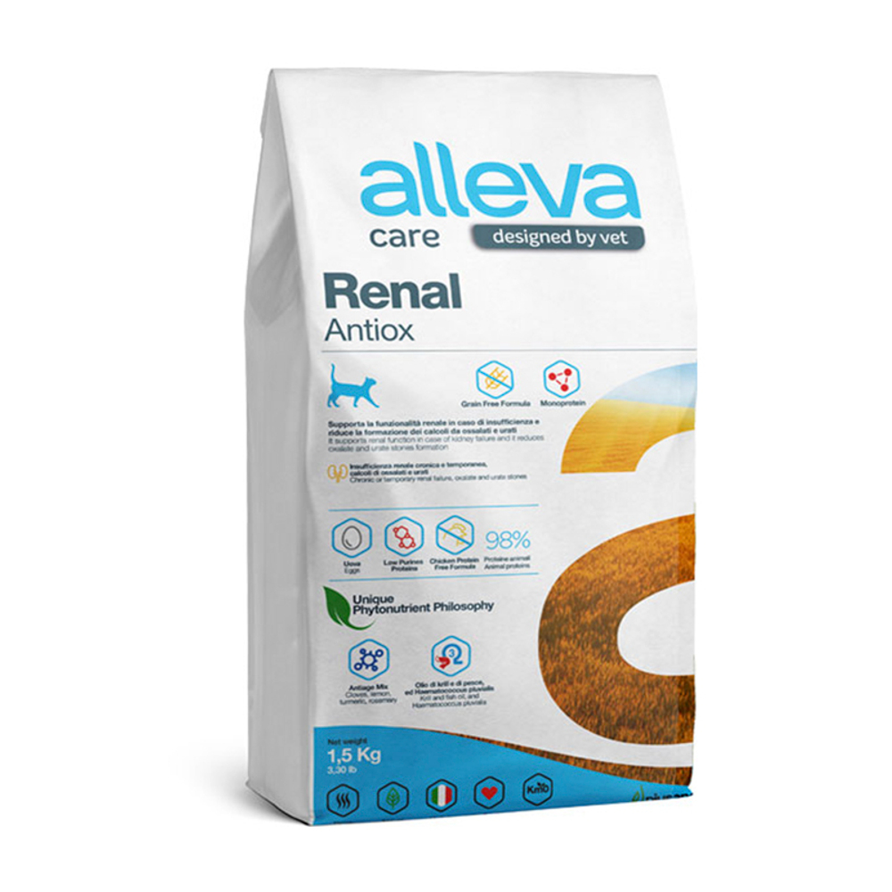 Диетический полнорационный корм Alleva Care Renal-Antiox для кошек с почечной недостаточностью 1.5кг