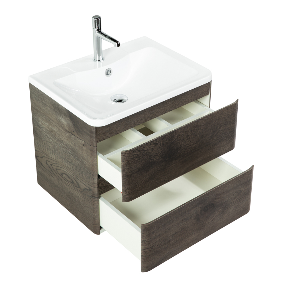 Тумба подвесная с раковиной BelBagno ALBANO-600-2C-SO-RNG Rovere Nature Grigio, раковина BB600/455-LV-MR-ALR