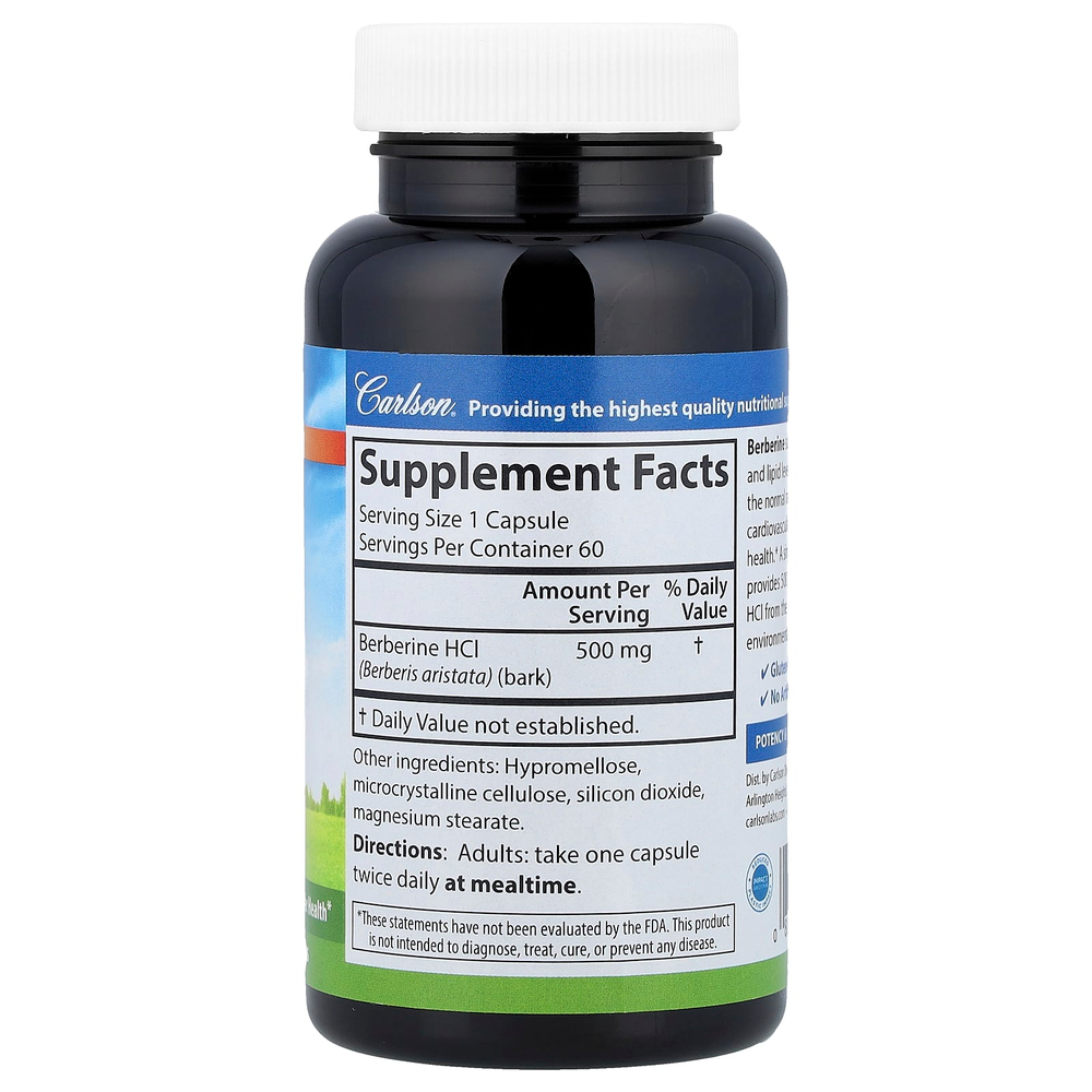 Carlson, Берберин, 500 мг, 60 вегетарианских капсул