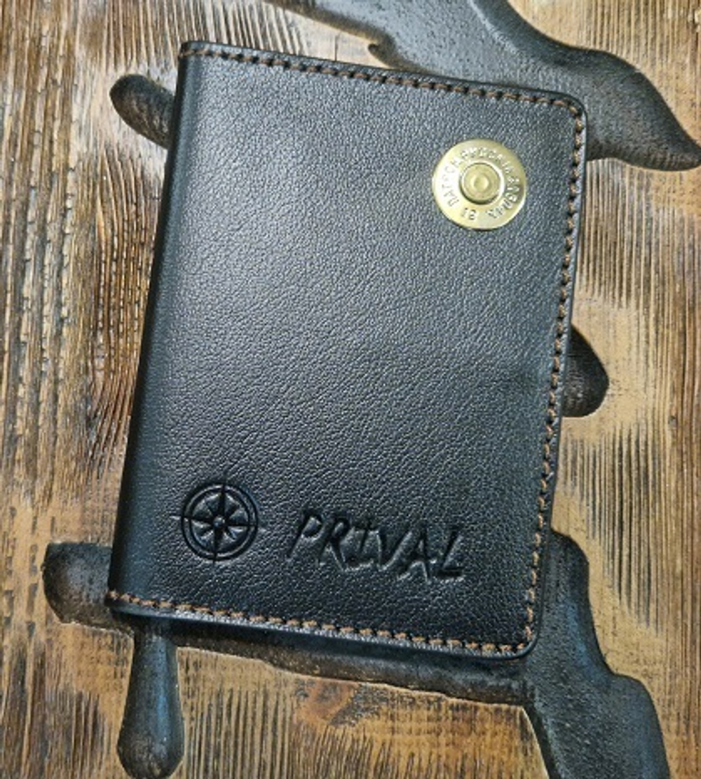 Обложка PRIVAL для автодокументов  из натуральной кожи, чёрный