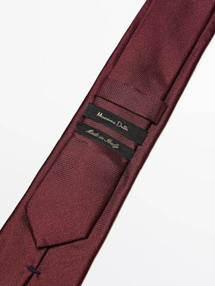 Massimo Dutti Галстук из 100% рельефного шелка, гранатовый