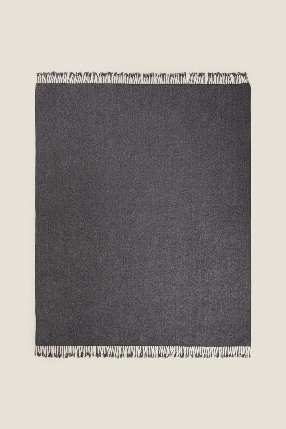 ZARA HOME ПЛЕД ИЗ СИНЕЛИ, ТЕМНО-СЕРЫЙ