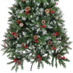 Ёлка «Морозная» 240 см, ПВХ с шишками,ягодами и белым напылением (1566 веток)