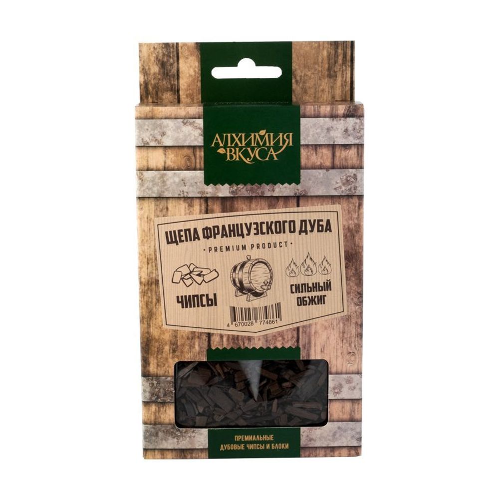 Щепа французского дуба Алхимия вкуса (чипсы, сильный обжиг), 20 г