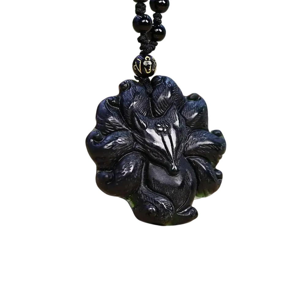 Подвеска обсидиан Девятихвостая лиса О-22