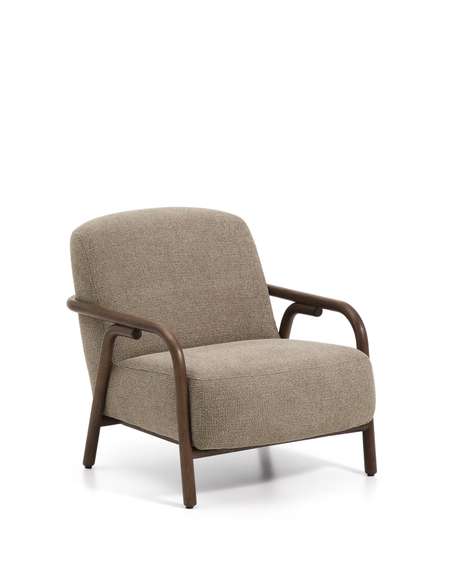 Кресло Sylo из серо-коричневого шенилла и ясеня с отделкой цвета орех