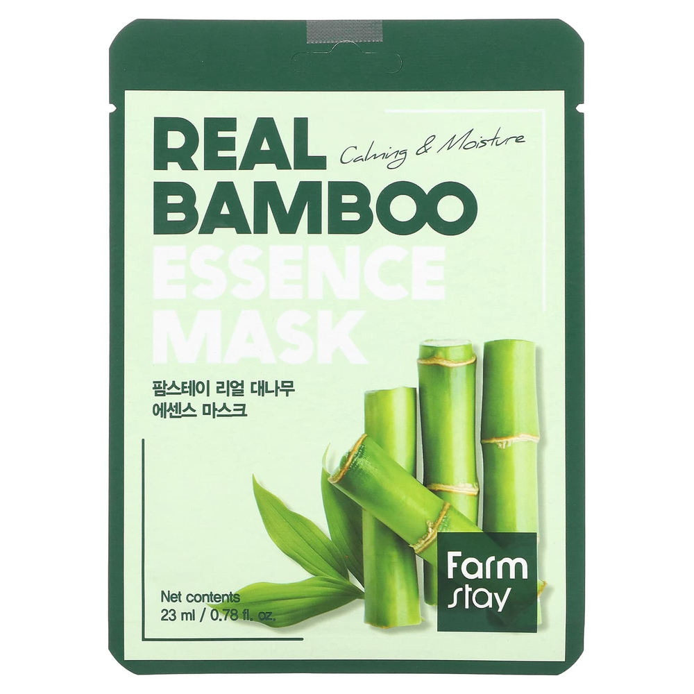 Farmstay, Real Bamboo, косметическая маска Essence, 1 листовая маска, 23 мл (0,78 жидк. унц.)