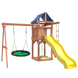 Детская площадка с качелями гнездо Свиби в зеленом цвете IgroWoods для улицы и дачи