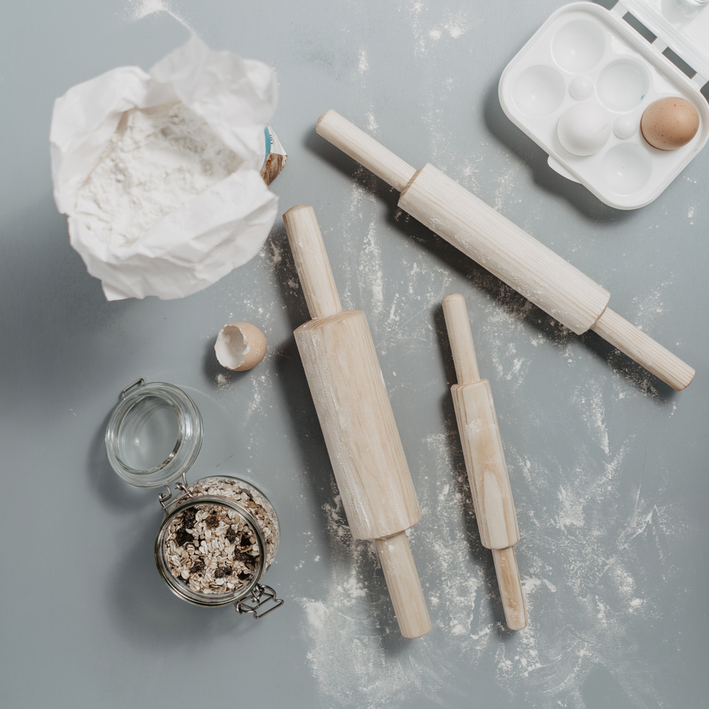 Набор деревянных скалок из древесины сибирского кедра 3шт. 31-40 см. RPN5