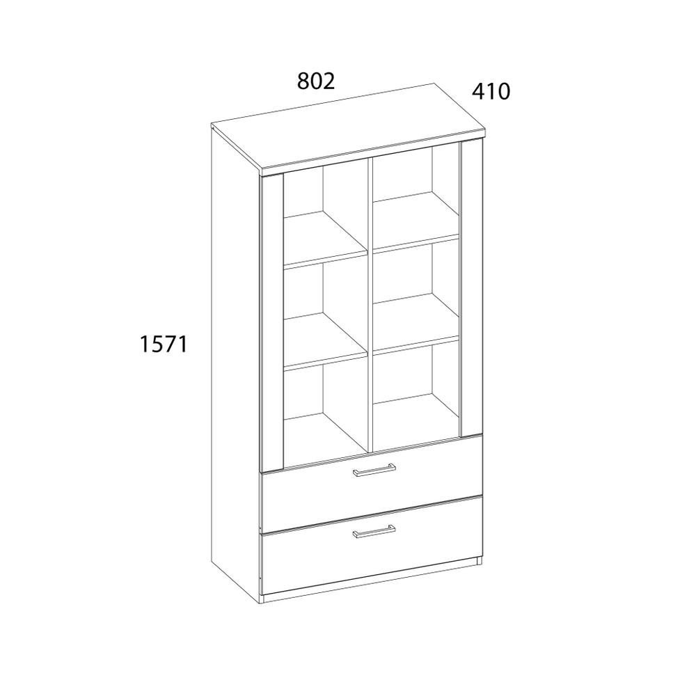 DOORSET, Шкаф открытый 2S6N. Цвет ДУБ НАВАРРА