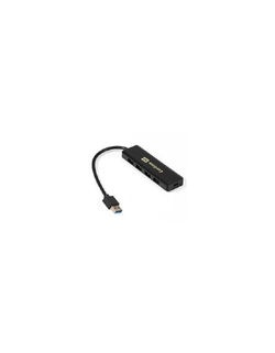 Exegate EX293980RUS USB-Хаб (концентратор) ExeGate DUB-4P/1 (кабель-адаптер USB3.0 --&gt; 4xUSB3.0, Plug&Play, черный)