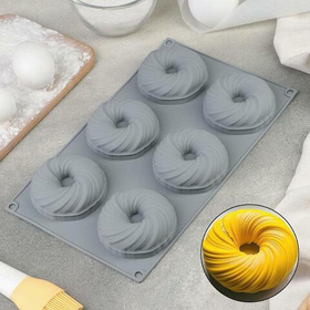 Форма для муссовых десертов и выпечки «Вихрь», 29,8х17,5 см, 6 ячеек