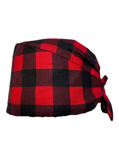 Шапочка медицинская, принт "В клетку",  красный