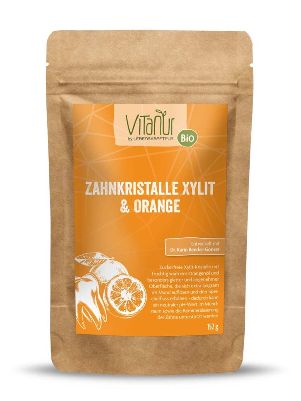 Зубные кристаллы Vitanur с ксилитом и апельсином (40 штук), 152 гр